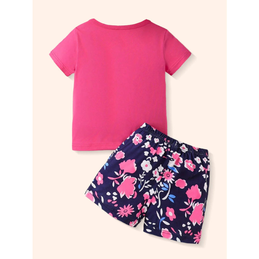 Children’s Short Sleeve Tee and Floral Shorts Set Apparel and Accessories