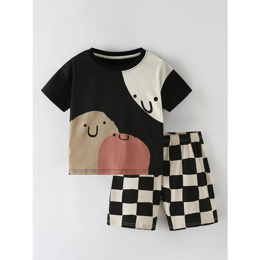 Children’s Short Sleeve Tee and Shorts Set Black / 3Y Apparel and Accessories