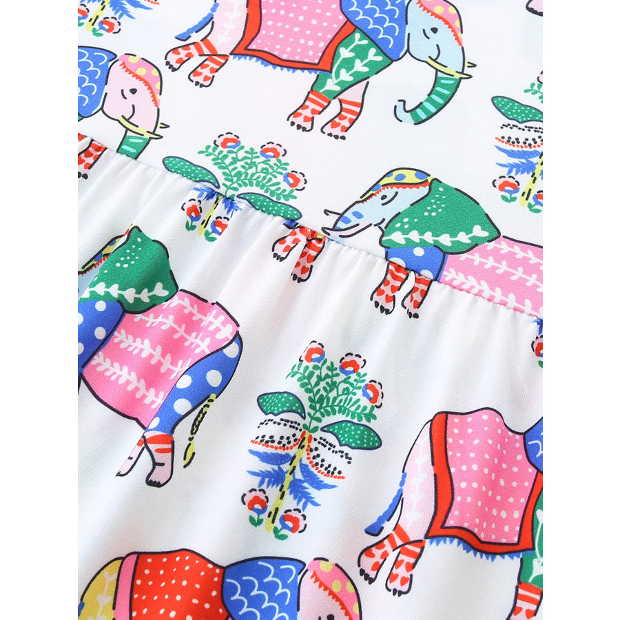 Children’s Sleeveless Elephant Print Casual Dress Apparel and Accessories