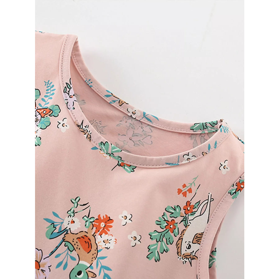 Children’s Sleeveless Floral Animal Print Casual Dress Apparel and Accessories