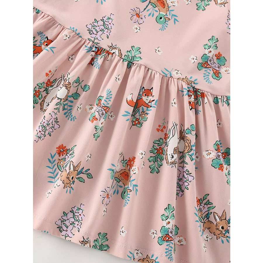 Children’s Sleeveless Floral Animal Print Casual Dress Apparel and Accessories