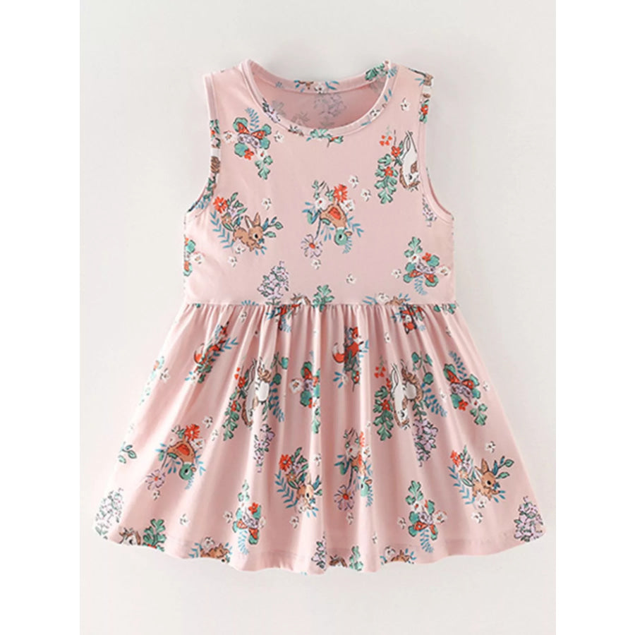 Children’s Sleeveless Floral Animal Print Casual Dress Apparel and Accessories