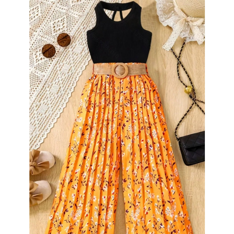 Children’s Sleeveless Top & Wide Leg Pants Set Multicolor / 8Y Apparel and Accessories