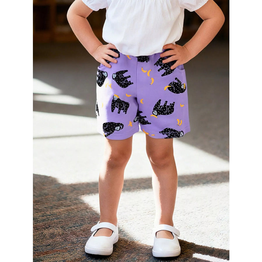 Children’s Sloth Print Shorts Purple / 2Y Apparel and Accessories
