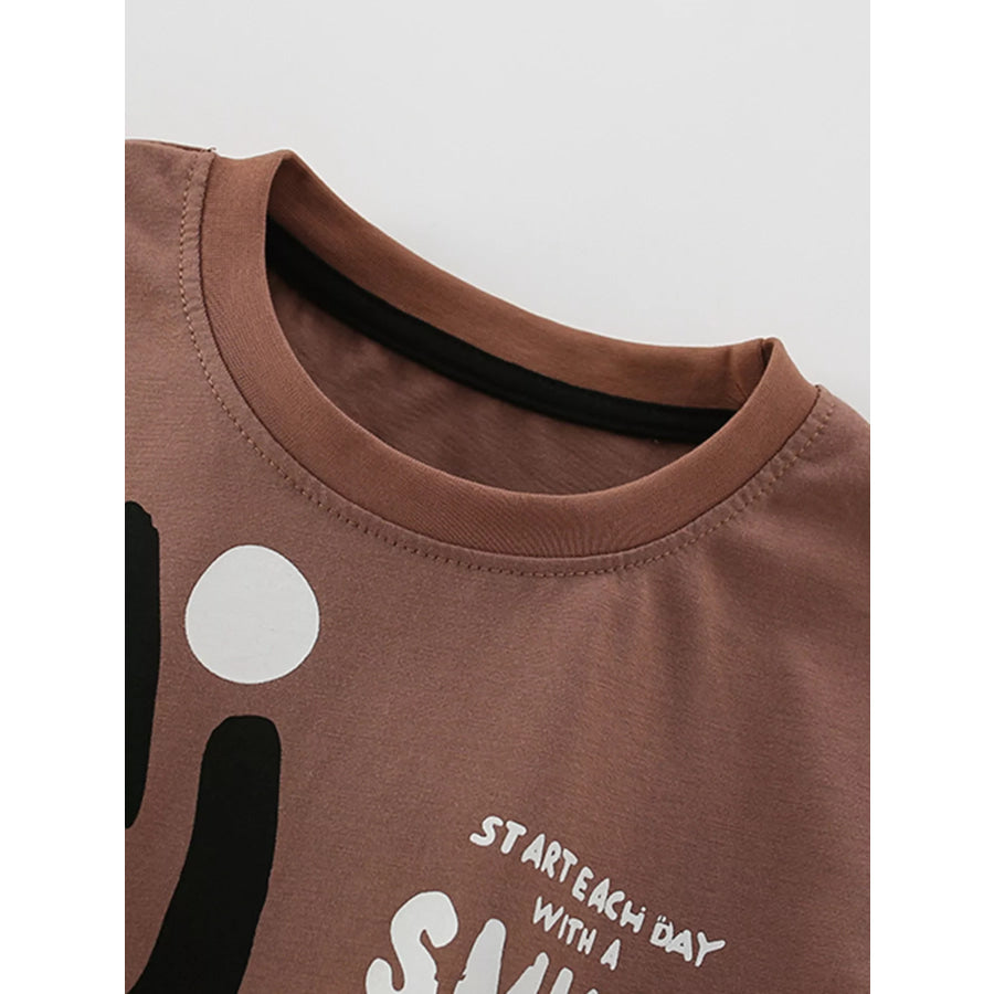 Children’s Smile Print Tee and Shorts Casual Set Apparel and Accessories