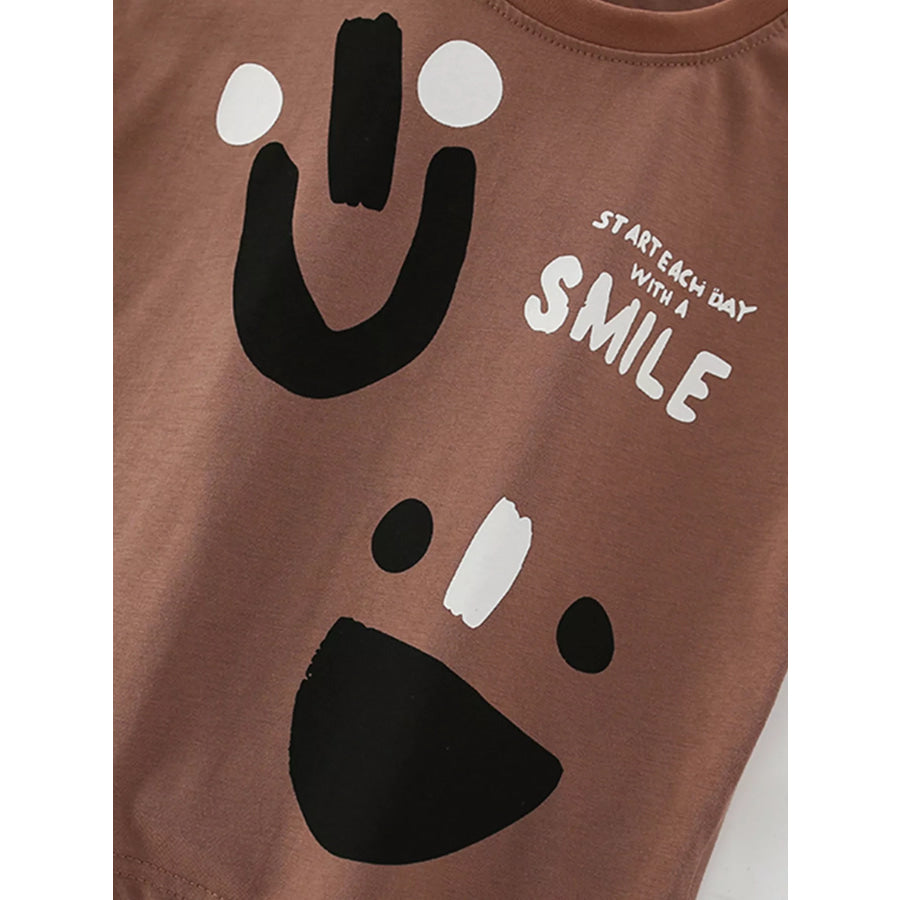 Children’s Smile Print Tee and Shorts Casual Set Apparel and Accessories