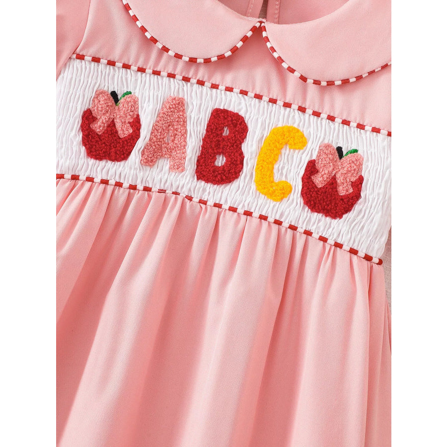 Children’s Smocked ABC Apple Embroidered Peter Pan Collar Dress Apparel and Accessories