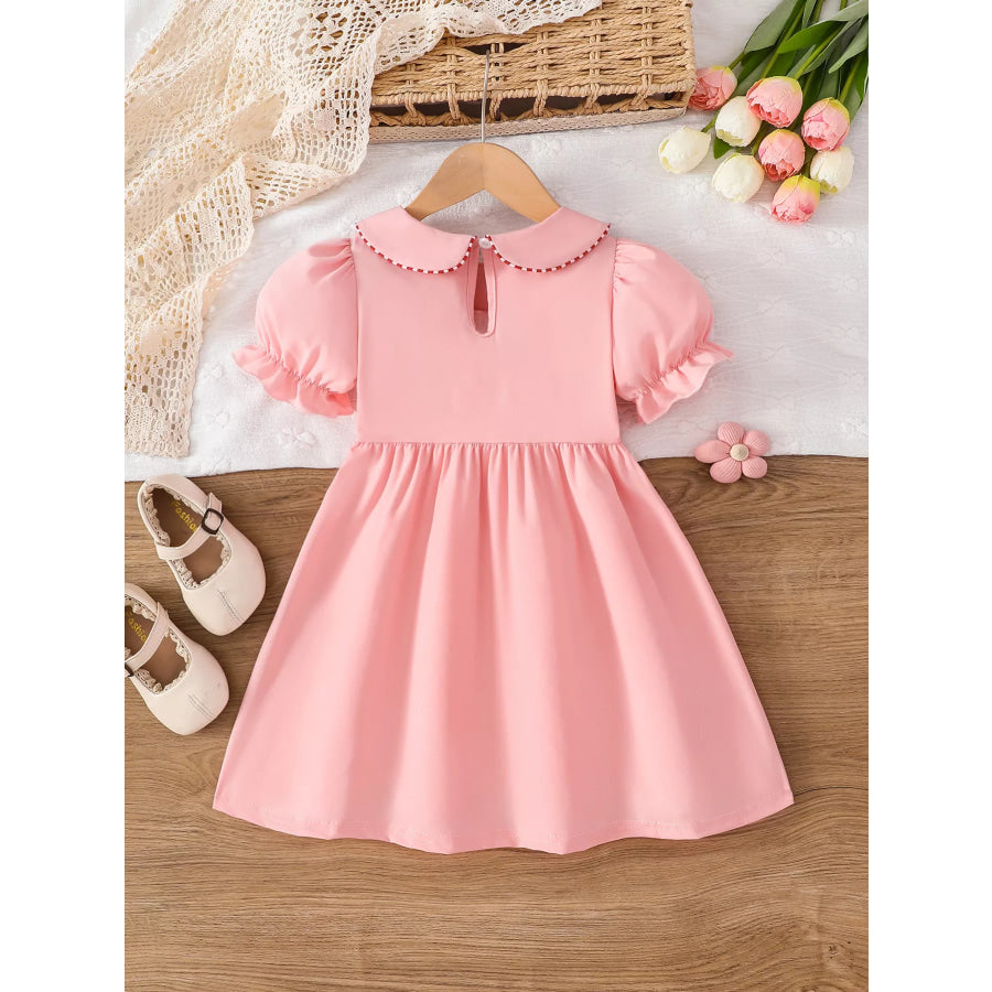 Children’s Smocked ABC Apple Embroidered Peter Pan Collar Dress Apparel and Accessories