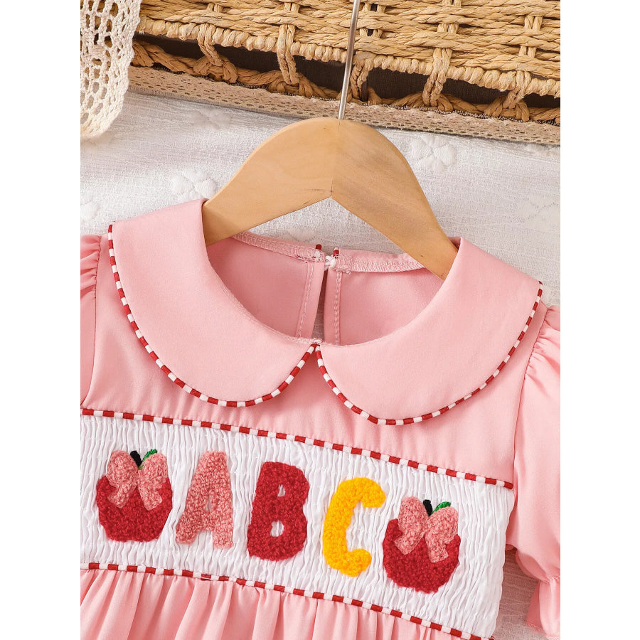 Children’s Smocked ABC Apple Embroidered Peter Pan Collar Dress Apparel and Accessories