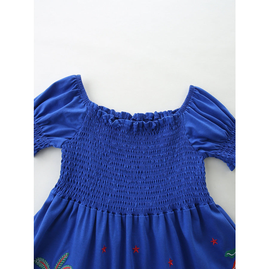 Children’s Smocked Animal Puff Sleeve Dress Apparel and Accessories