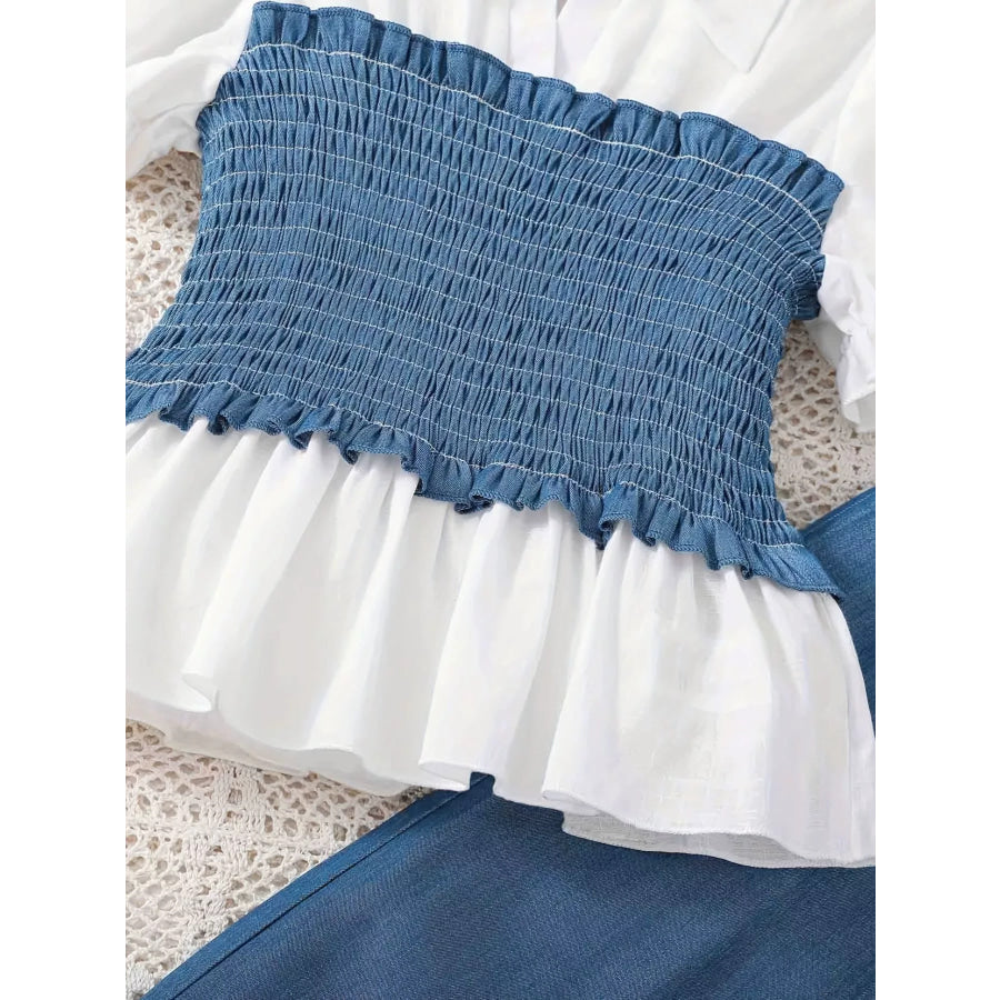 Children’s Smocked Blouse and Wide Leg Pants Set Apparel and Accessories