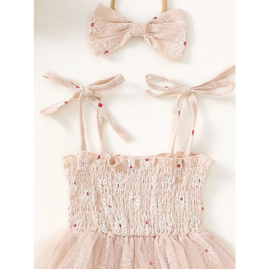 Children’s Smocked Bodice Tulle Dress with Headband Apparel and Accessories