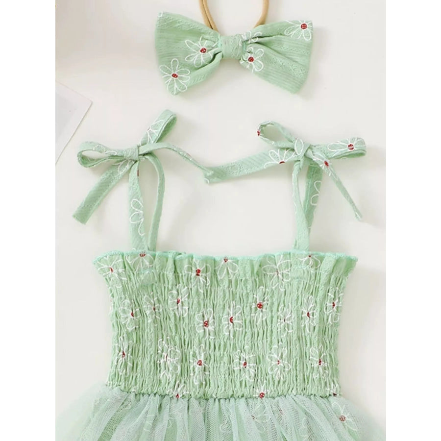 Children’s Smocked Bodice Tulle Dress with Headband Apparel and Accessories