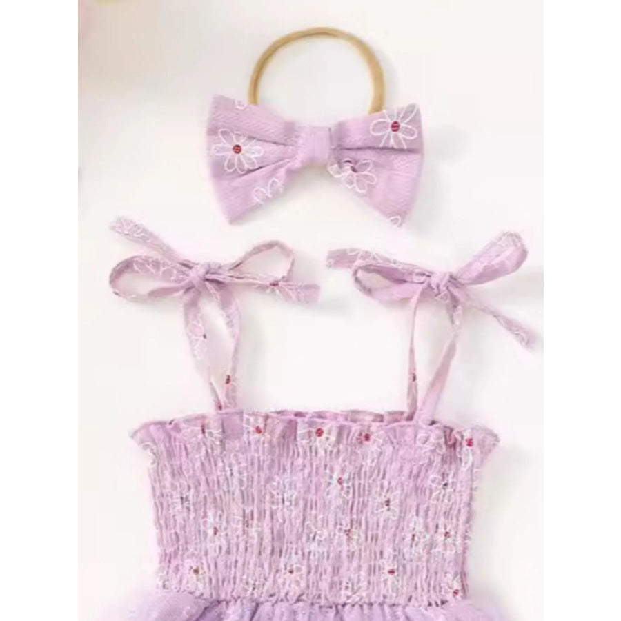 Children’s Smocked Bodice Tulle Dress with Headband Apparel and Accessories