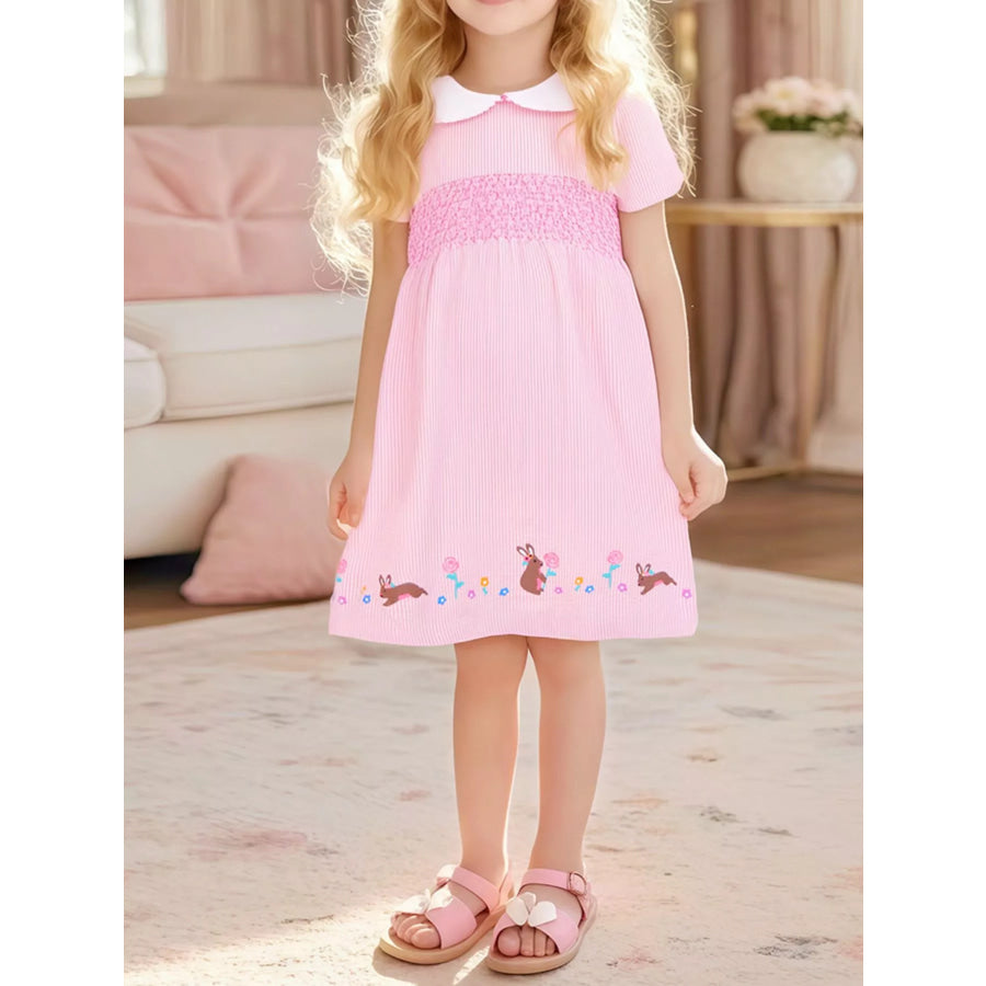 Children’s Smocked Short Sleeve Dress Dusty Pink / 3T Apparel and Accessories