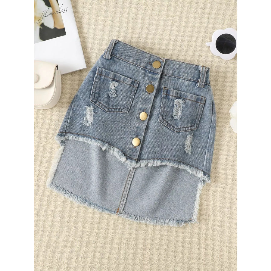 Children’s Smocked Top and Distressed Denim Skirt Set Apparel and Accessories
