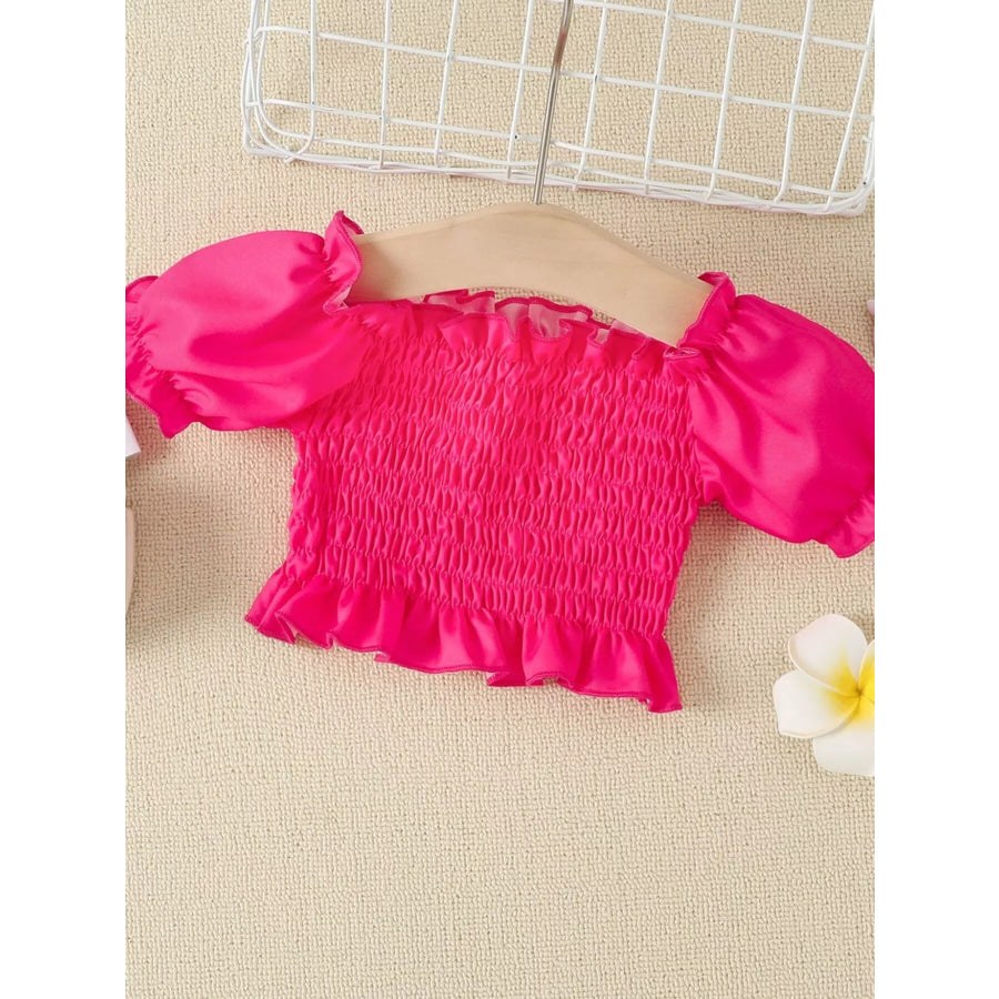 Children’s Smocked Top and Distressed Denim Skirt Set Apparel and Accessories