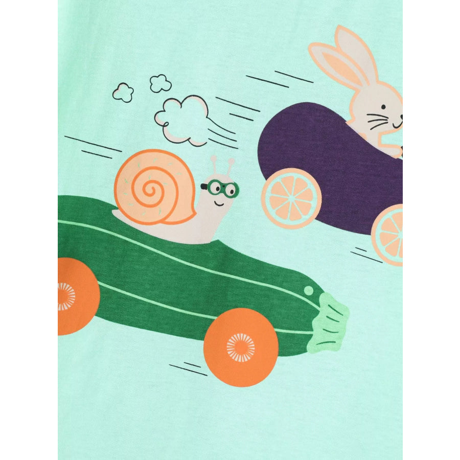 Children’s Snail and Bunny Race Graphic Short Sleeve T-Shirt Apparel and Accessories
