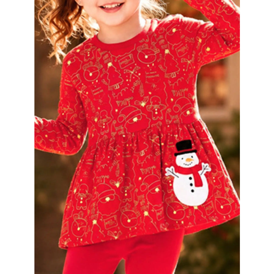Children’s Snowman Applique Peplum Top and Leggings Set Apparel and Accessories