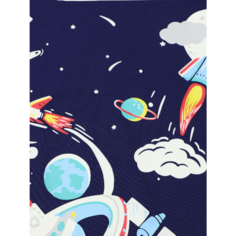 Children’s Space Adventure Graphic Round Neck T-Shirt Apparel and Accessories