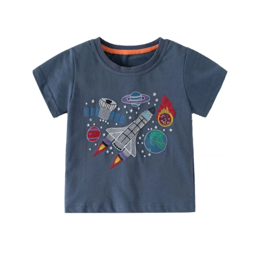 Children’s Space Adventure Round Neck T-Shirt Apparel and Accessories