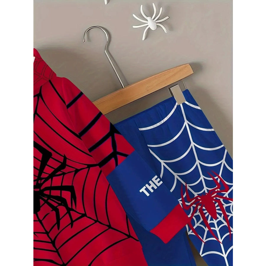 Children’s Spider Web Hoodie and Pants Set Deep Red / 6-9M Apparel and Accessories