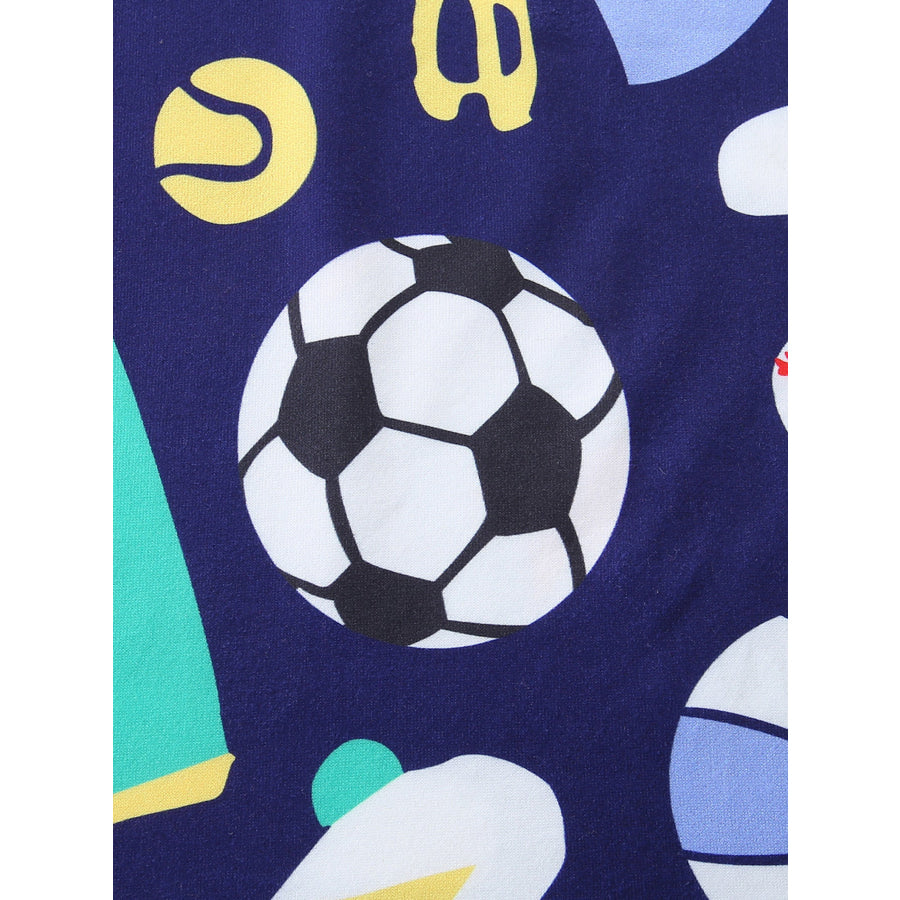 Children’s Sporty Print Round Neck Tee and Shorts Set Apparel and Accessories
