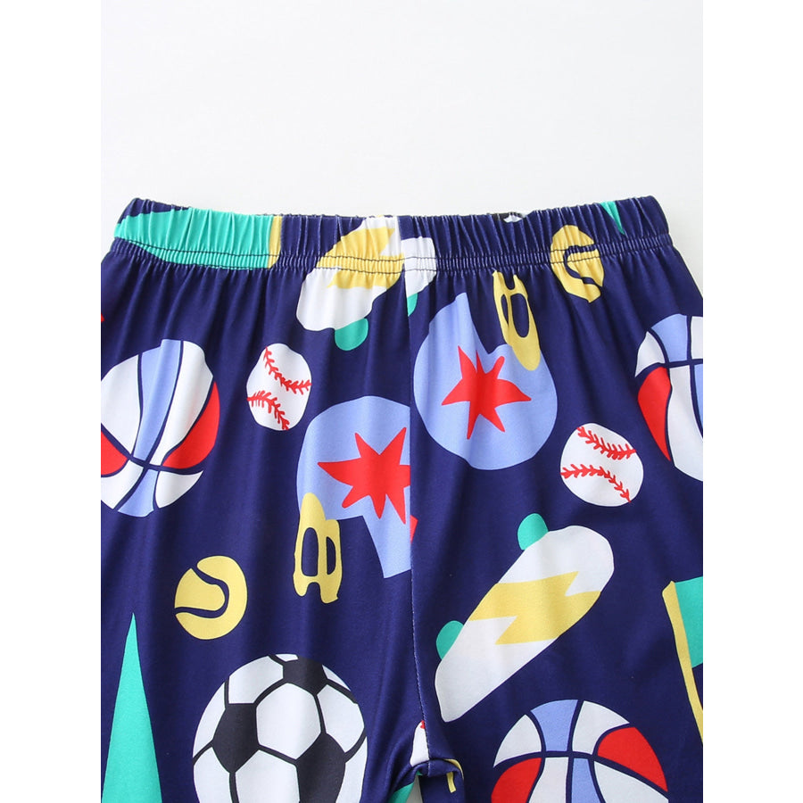 Children’s Sporty Print Round Neck Tee and Shorts Set Apparel and Accessories