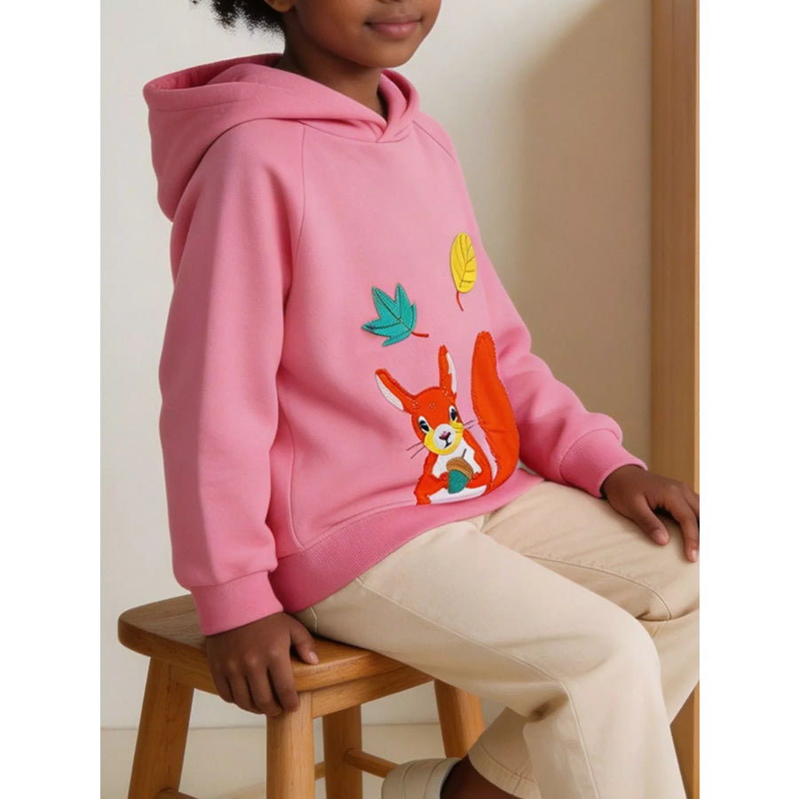 Children’s Squirrel Raglan Sleeve Hoodie Fuchsia Pink / 2Y Apparel and Accessories