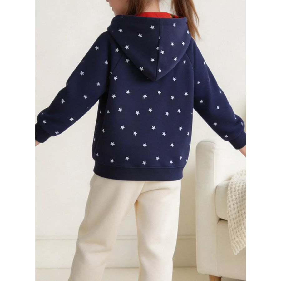 Children’s Star-Print Hoodie with Whimsical Owl Applique Apparel and Accessories