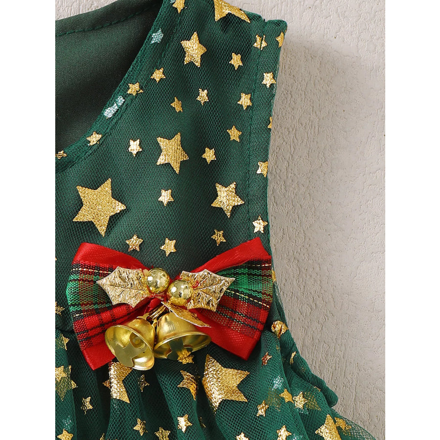 Children’s Star Print Pom-Pom Embellishments Tulle Dress Apparel and Accessories