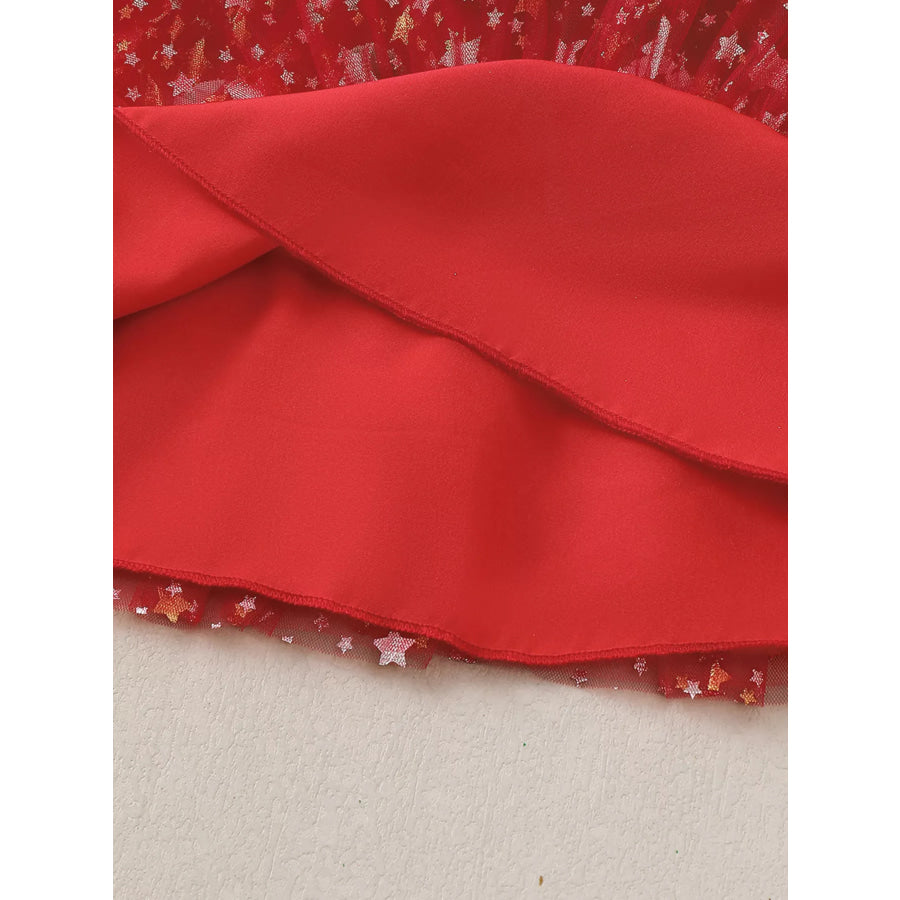 Children’s Star Print Pom-Pom Embellishments Tulle Dress Apparel and Accessories