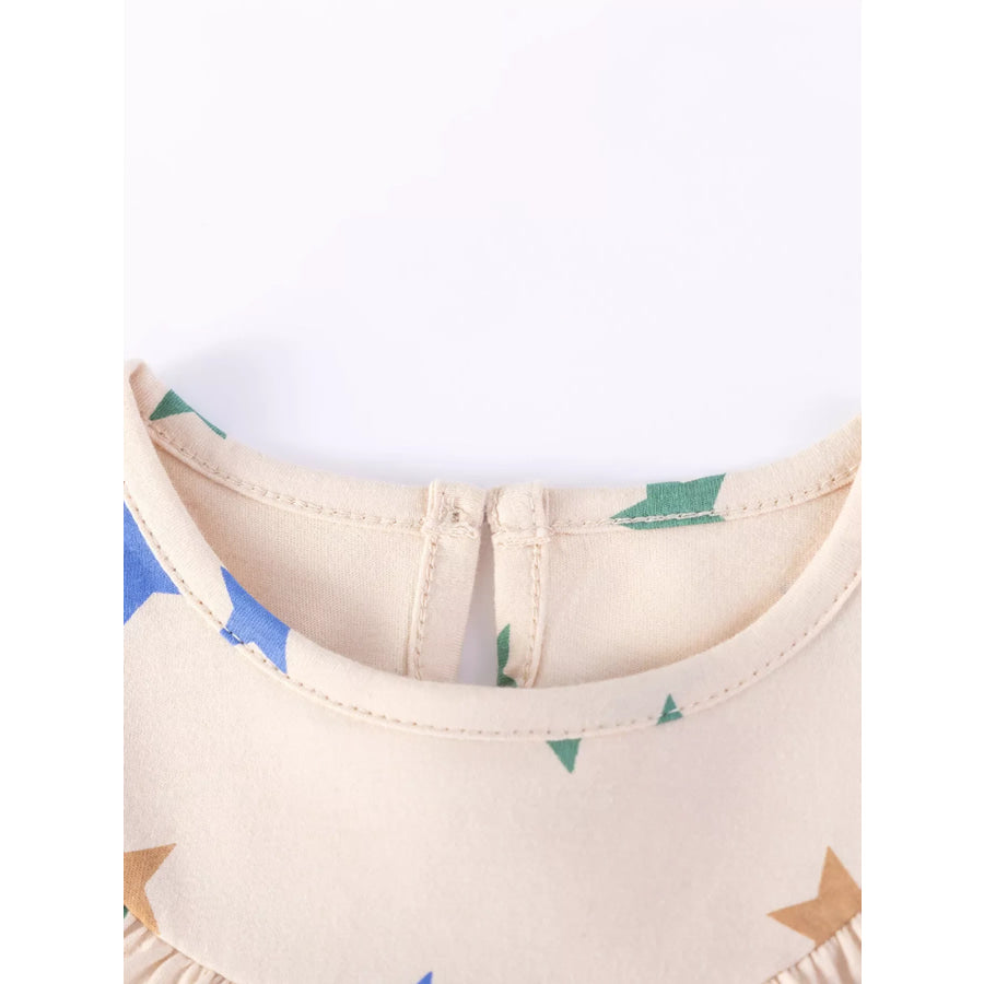 Children’s Star Print Ruffle Trim Sleeveless Casual Dress Apparel and Accessories