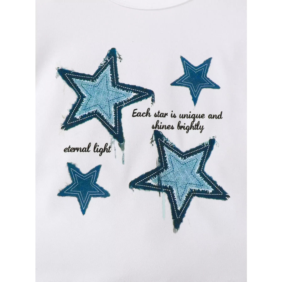 Children’s Star Round Neck Tee and Pants Set Apparel and Accessories