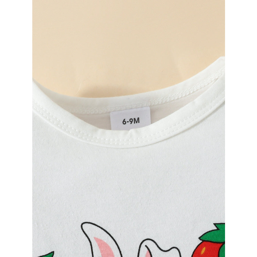 Children’s Strawberry Bunny Graphic Ruffle Sleeve Top and Skirt Set Apparel and Accessories