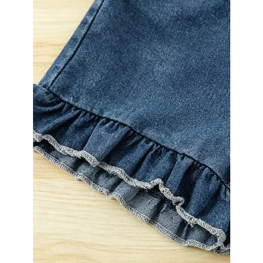 Children’s Strawberry Crochet Trimmed Top and Denim Shorts Set Apparel and Accessories
