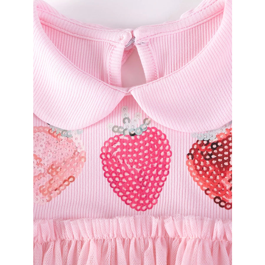 Children’s Strawberry Embellished Layered Tulle Dress Blush Pink / 2Y Apparel and Accessories