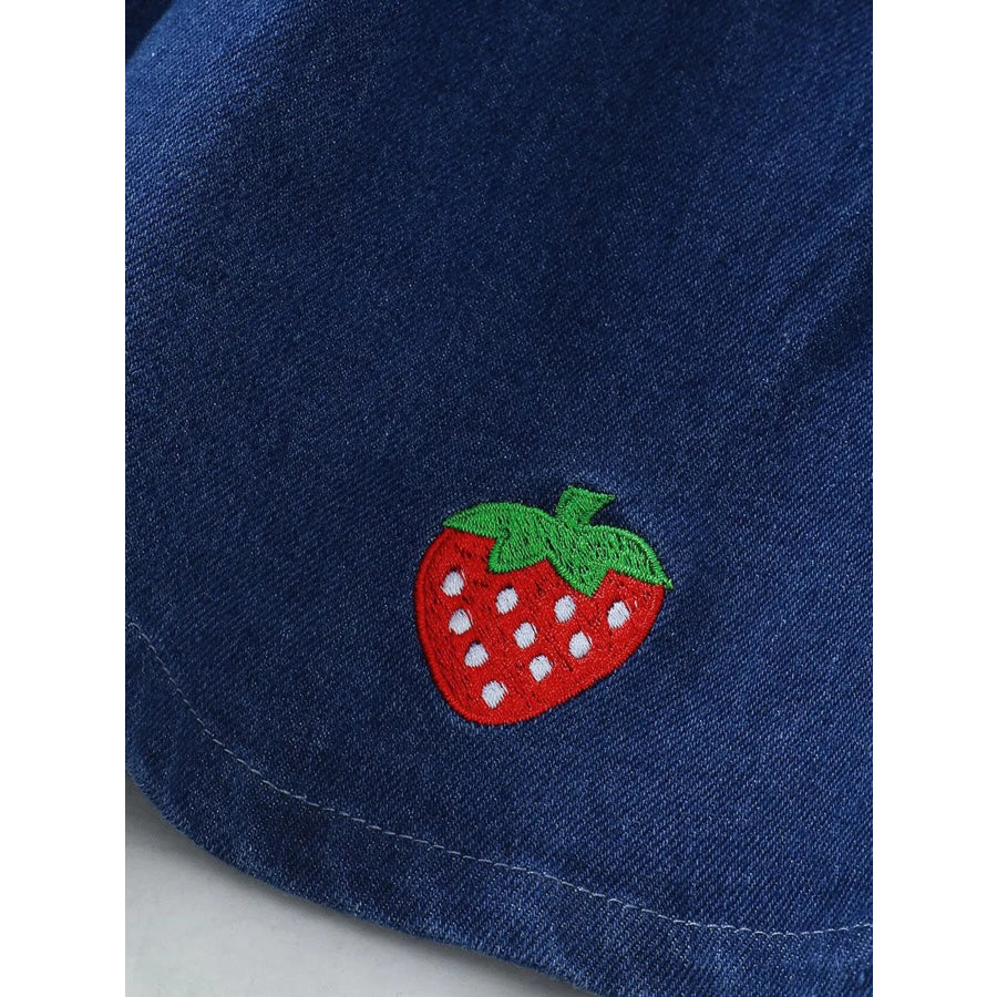 Children’s Strawberry Embroidered Polo & Denim Skirt Set Apparel and Accessories