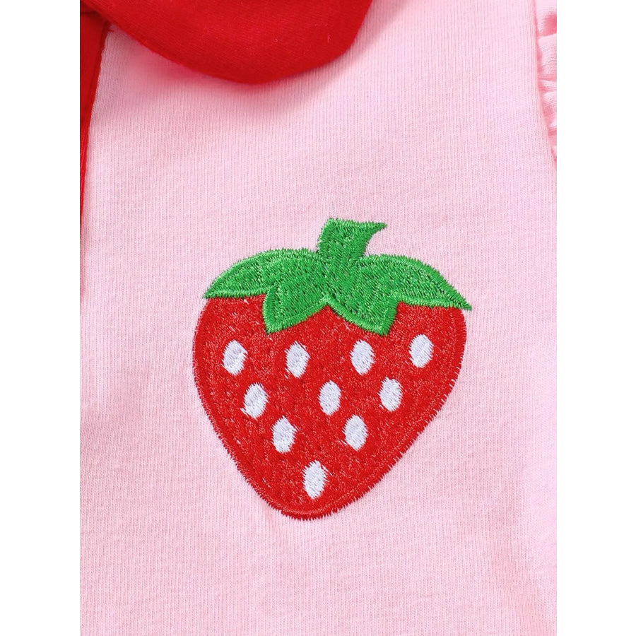 Children’s Strawberry Embroidered Polo & Denim Skirt Set Apparel and Accessories