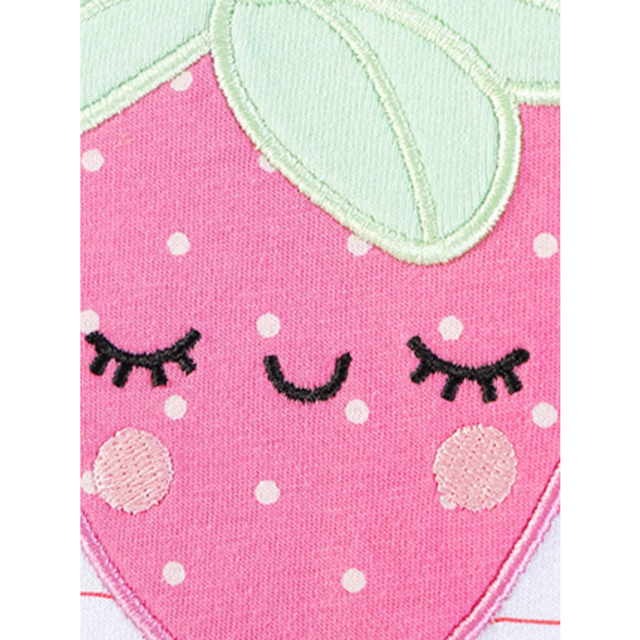 Children’s Strawberry Embroidered Round Neck Dress Apparel and Accessories