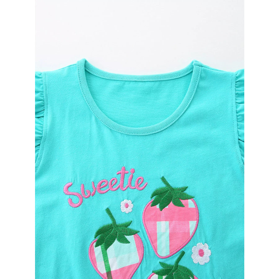 Children’s Strawberry Embroidered Top and Shorts Set Apparel and Accessories