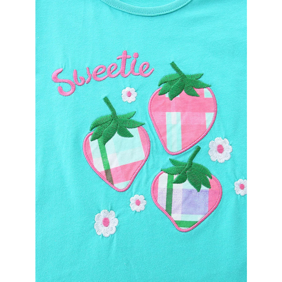 Children’s Strawberry Embroidered Top and Shorts Set Apparel and Accessories
