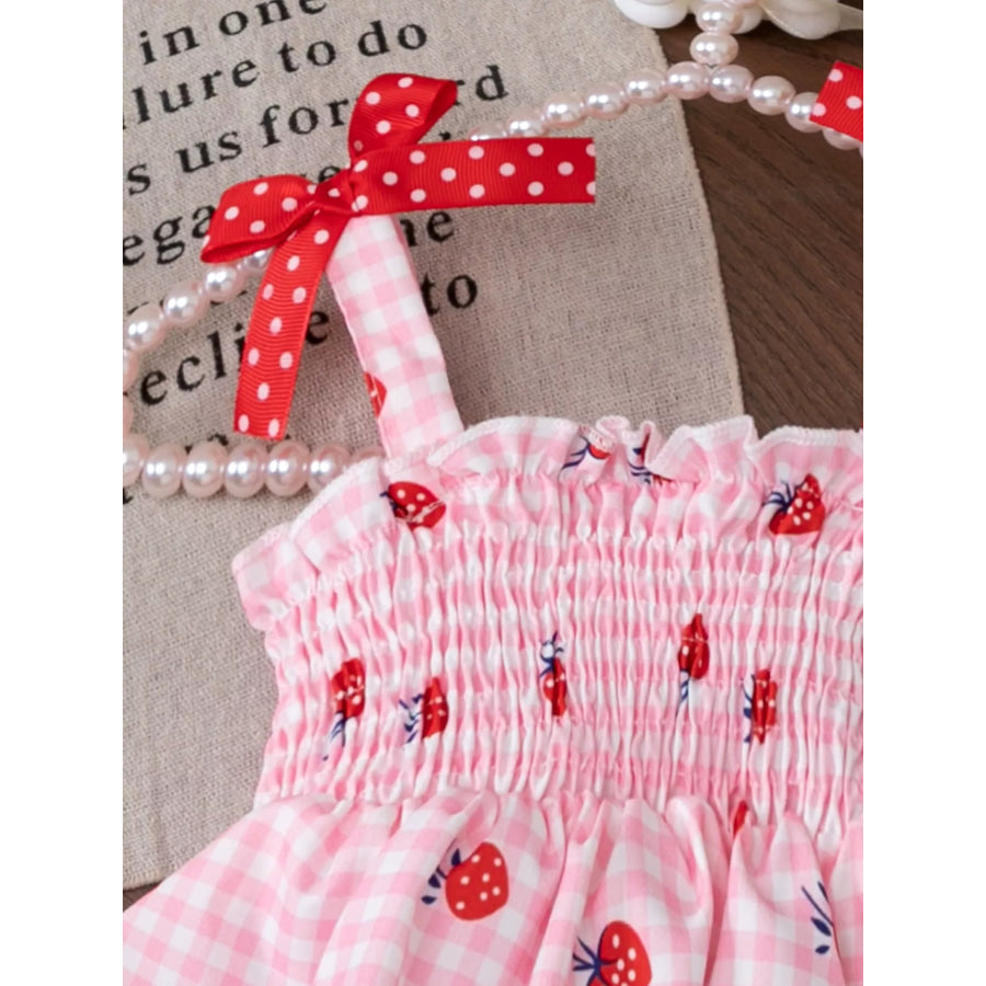 Children’s Strawberry Gingham Smocked Top & Denim Shorts Set Apparel and Accessories
