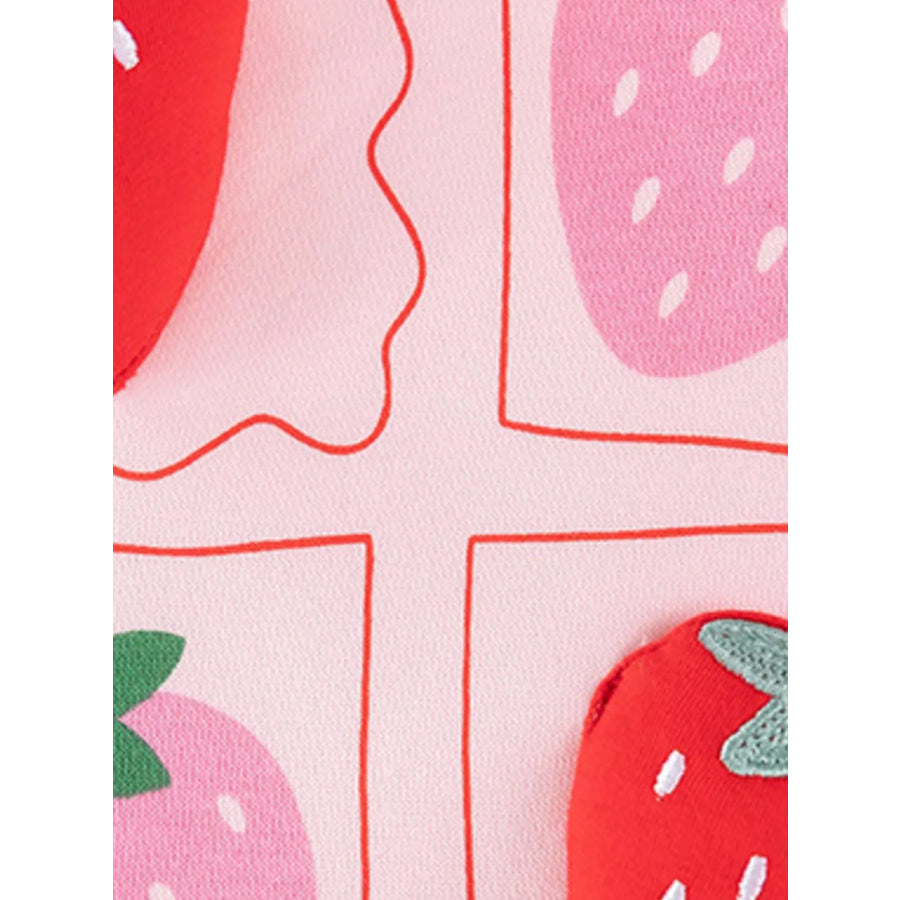 Children’s Strawberry Graphic Sweatshirt and Gingham Pants Set Apparel Accessories