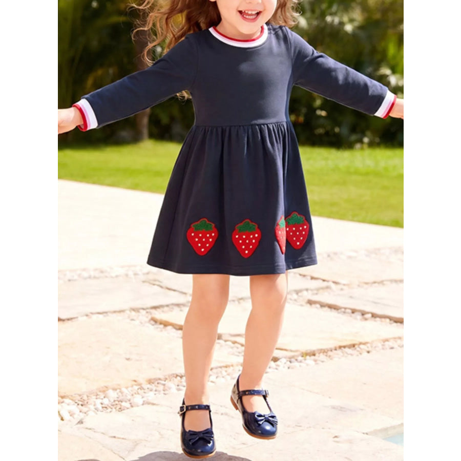 Children’s Strawberry Long-Sleeve Casual Dress Apparel and Accessories