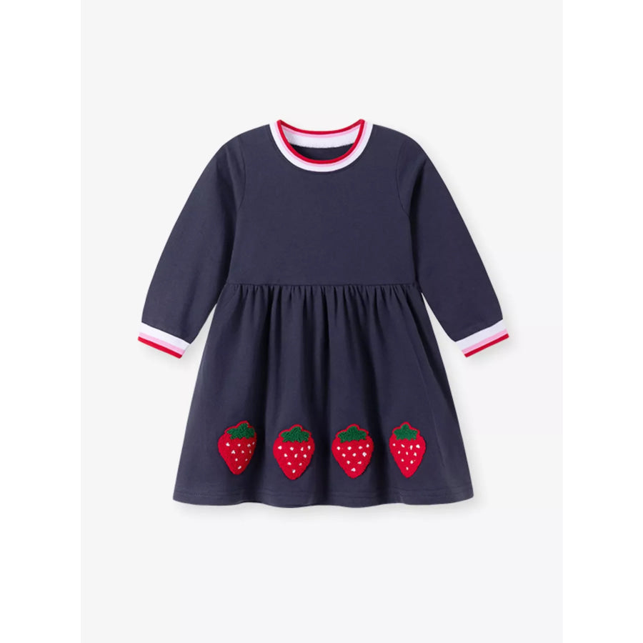 Children’s Strawberry Long-Sleeve Casual Dress Apparel and Accessories