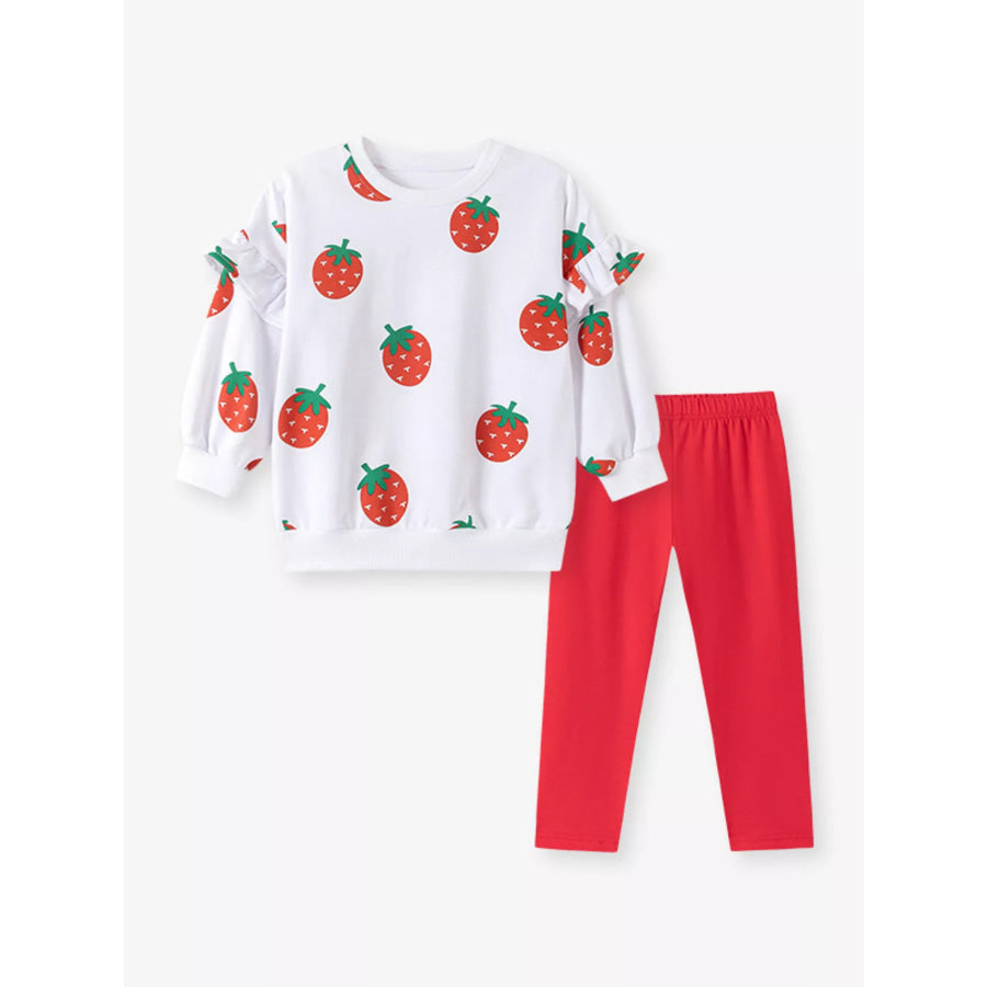 Children’s Strawberry Long Sleeve Sweatshirt and Leggings Set Apparel and Accessories