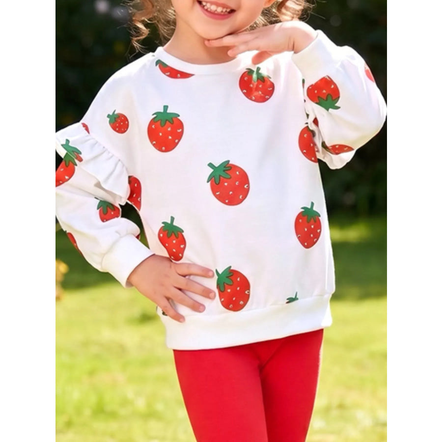 Children’s Strawberry Long Sleeve Sweatshirt and Leggings Set Apparel and Accessories