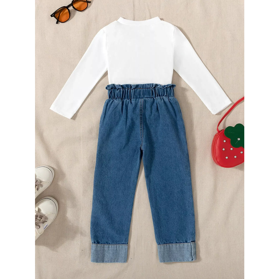 Children’s Strawberry Long Sleeve Top and Jeans Set Apparel and Accessories