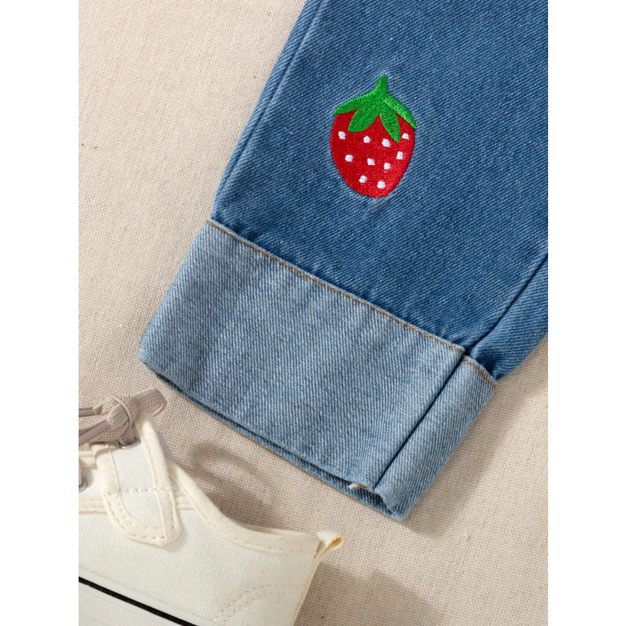 Children’s Strawberry Long Sleeve Top and Jeans Set Apparel and Accessories